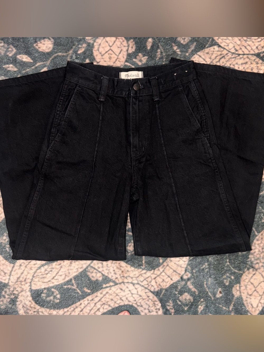 Madewell Black Wide Leg Utility Jeans Size 23 High Rise
